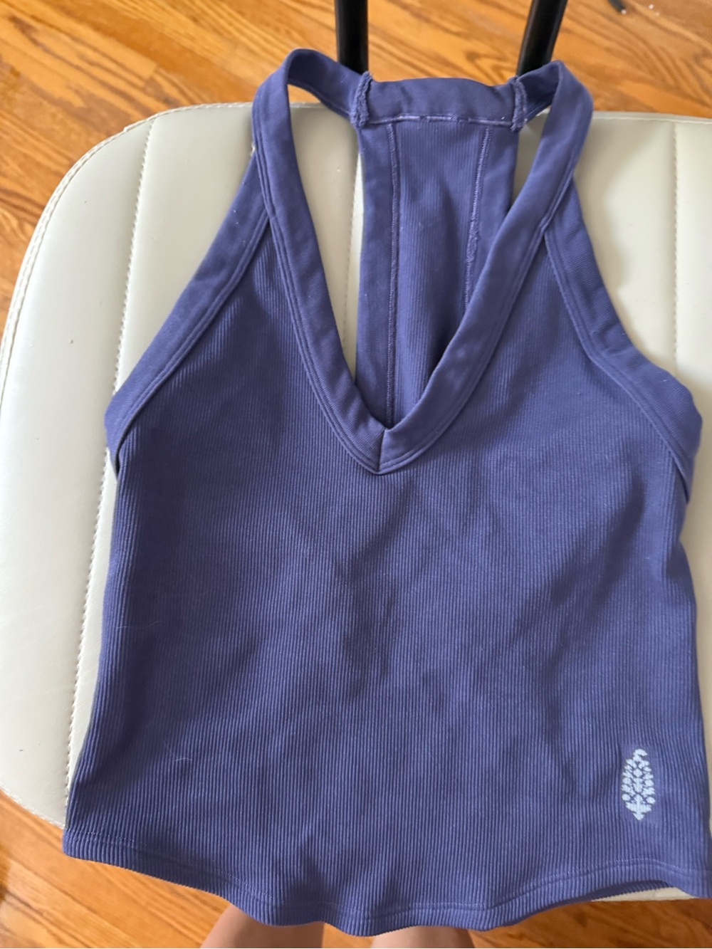 Free People Violet Ribbed V-Neck Halter Tank